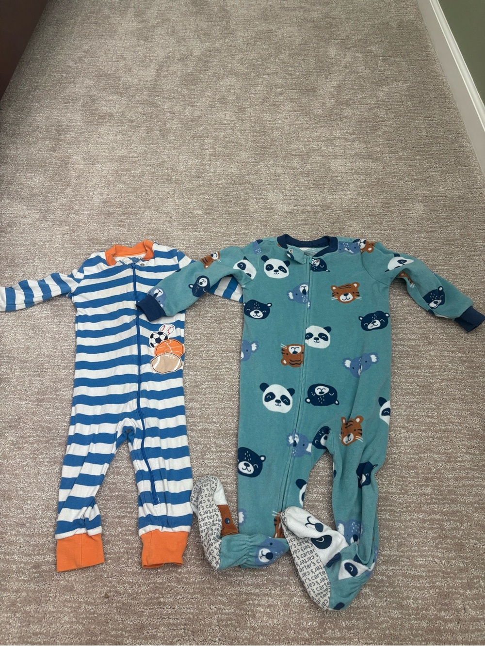 Unbranded Kids Teal Animal Print One-Piece Pajamas set of 2